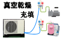 エアコン配管後の真空乾燥作業